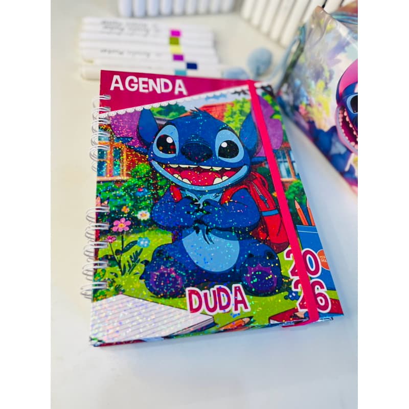 novidade agenda 2026 para colorir adulto e crianças stitch planeta caderno