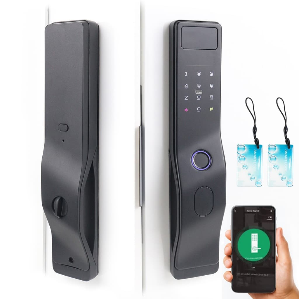 Umik Fechadura Eletrônica Inteligente Biométrica Wi-Fi com Senha, Cartão, Chave e Bateria