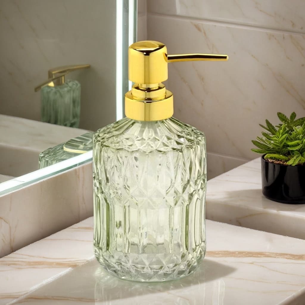 Frasco de desinfetante de mãos frasco de vidro pressione o frasco 450ml