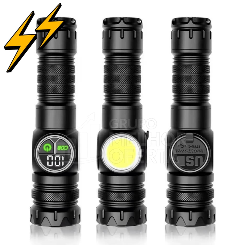 Lanterna militar Super Potente luz emergência COB Tática Recarregável Alumínio Aeronáutico Original