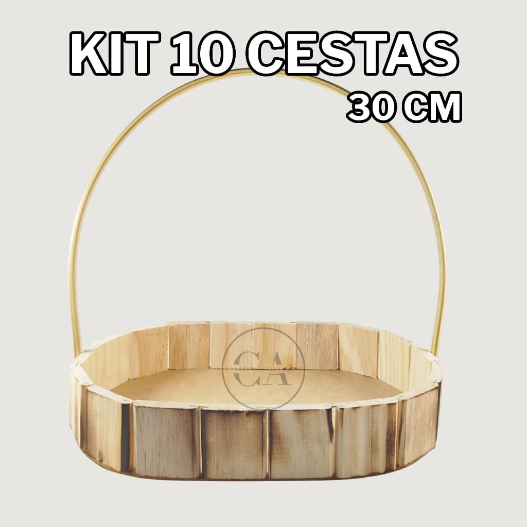 Kit 10 Cesta Presente Oval Madeira Pinus 30cm Base Cesta Namorado Kit Cosmetico Cachepot Arranjo