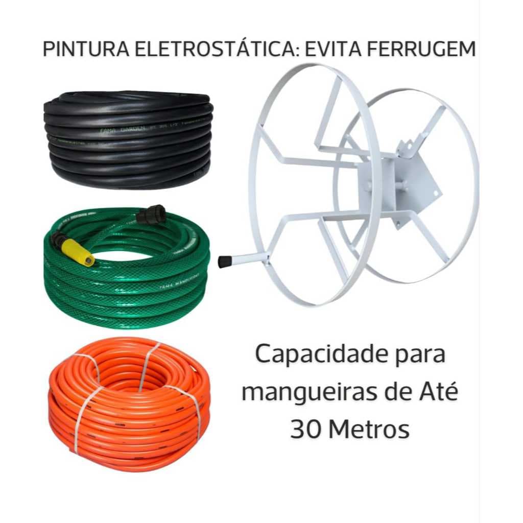 ENROLADOR GIRATORIO DE MANGUEIRA 30 METROS ACOMPANHA PARAFUSO E BUCHA
