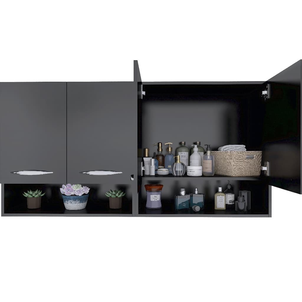 Armário Aéreo 4 Portas Multiuso – Organização e Estilo – Preto