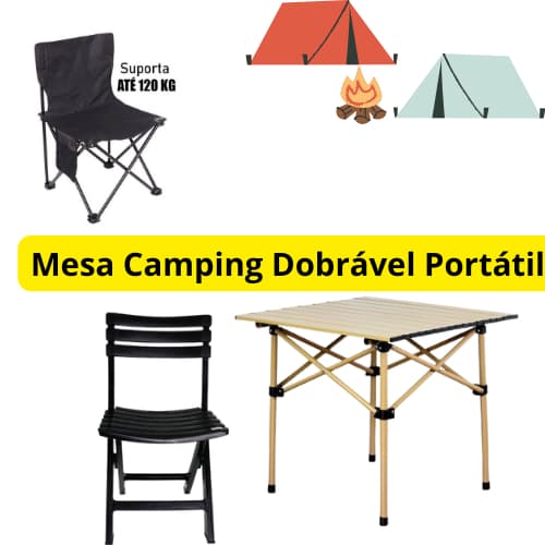 MESA DE CAMPING DOBRAVEL, perfeita para as atividades ao ar livre, seja acampando ou no seu quintal