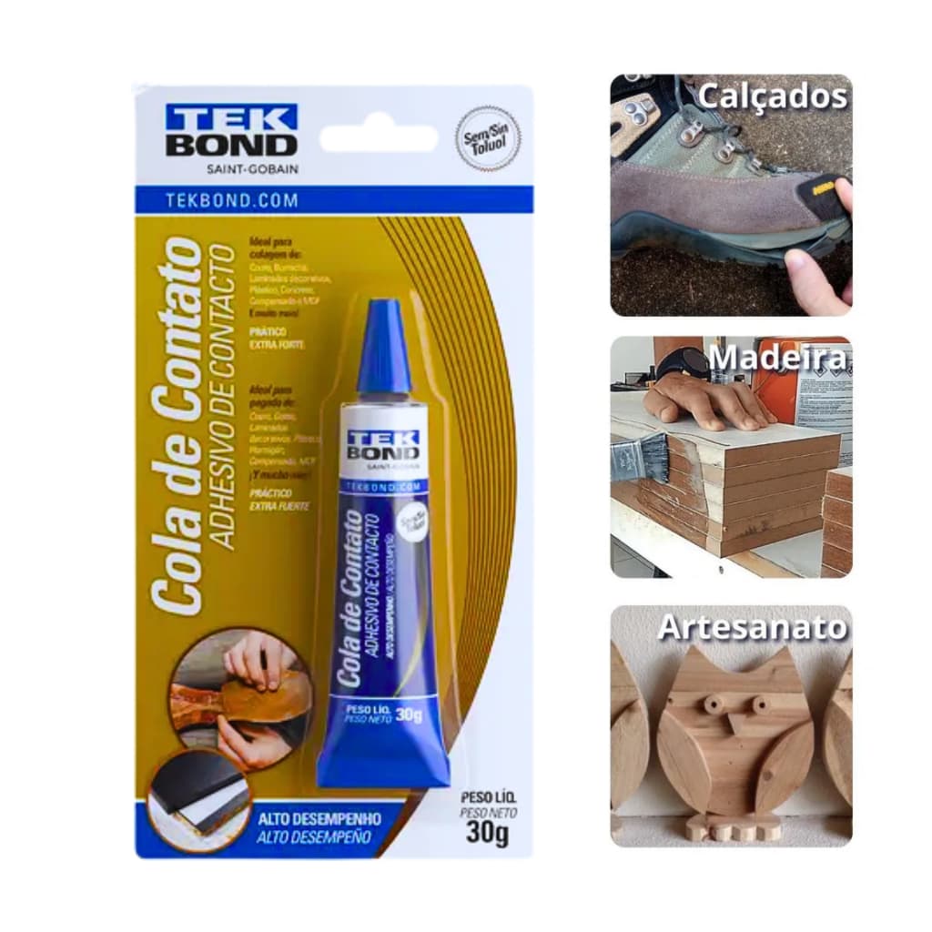 Cola de Sapateiro 30G - TEK BOND - Sapatos Tenis Carpetes Cola de Contato