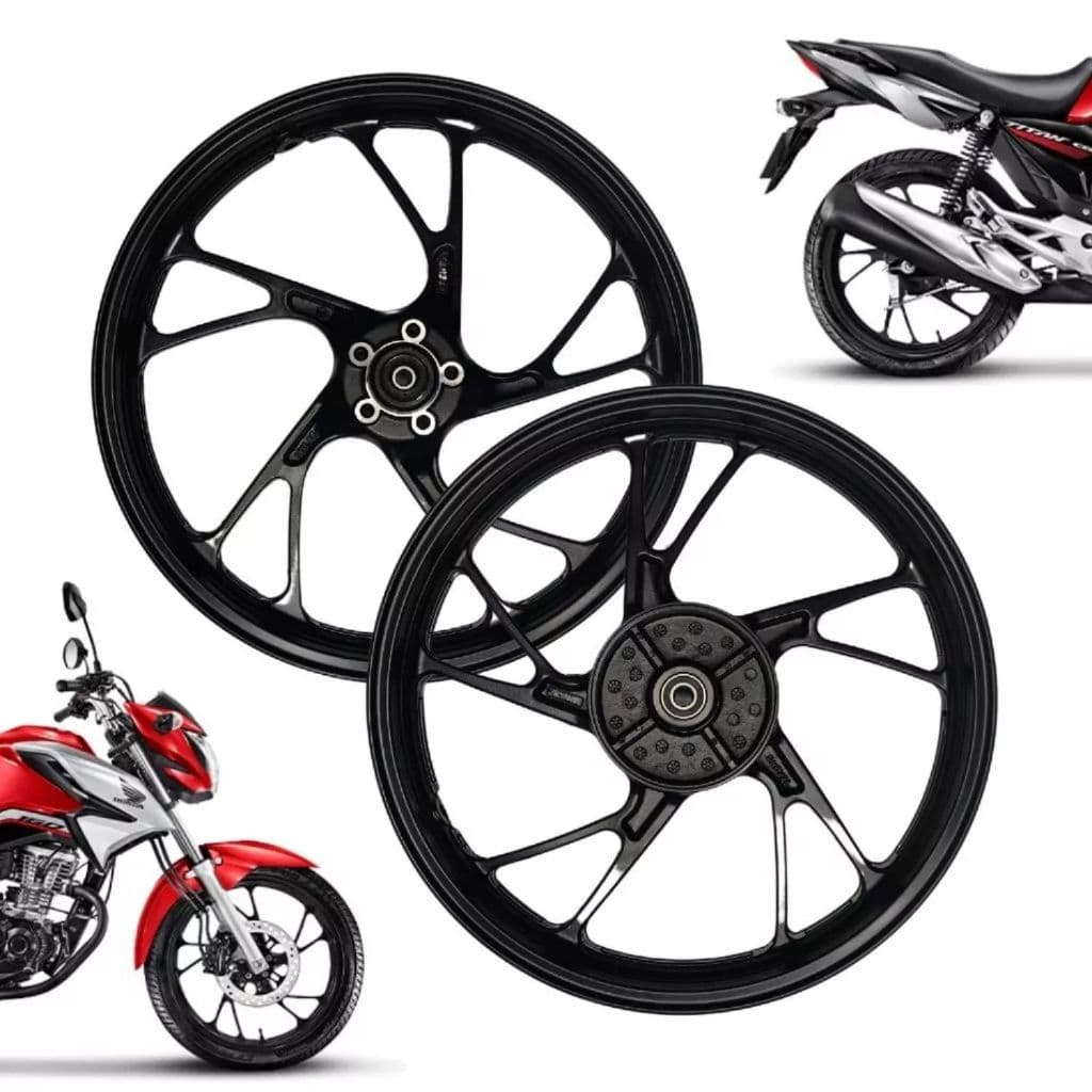 Par Roda Liga Leve Rolamento Fan 160 Titan 160 Preto Lona Alumínio A Disco