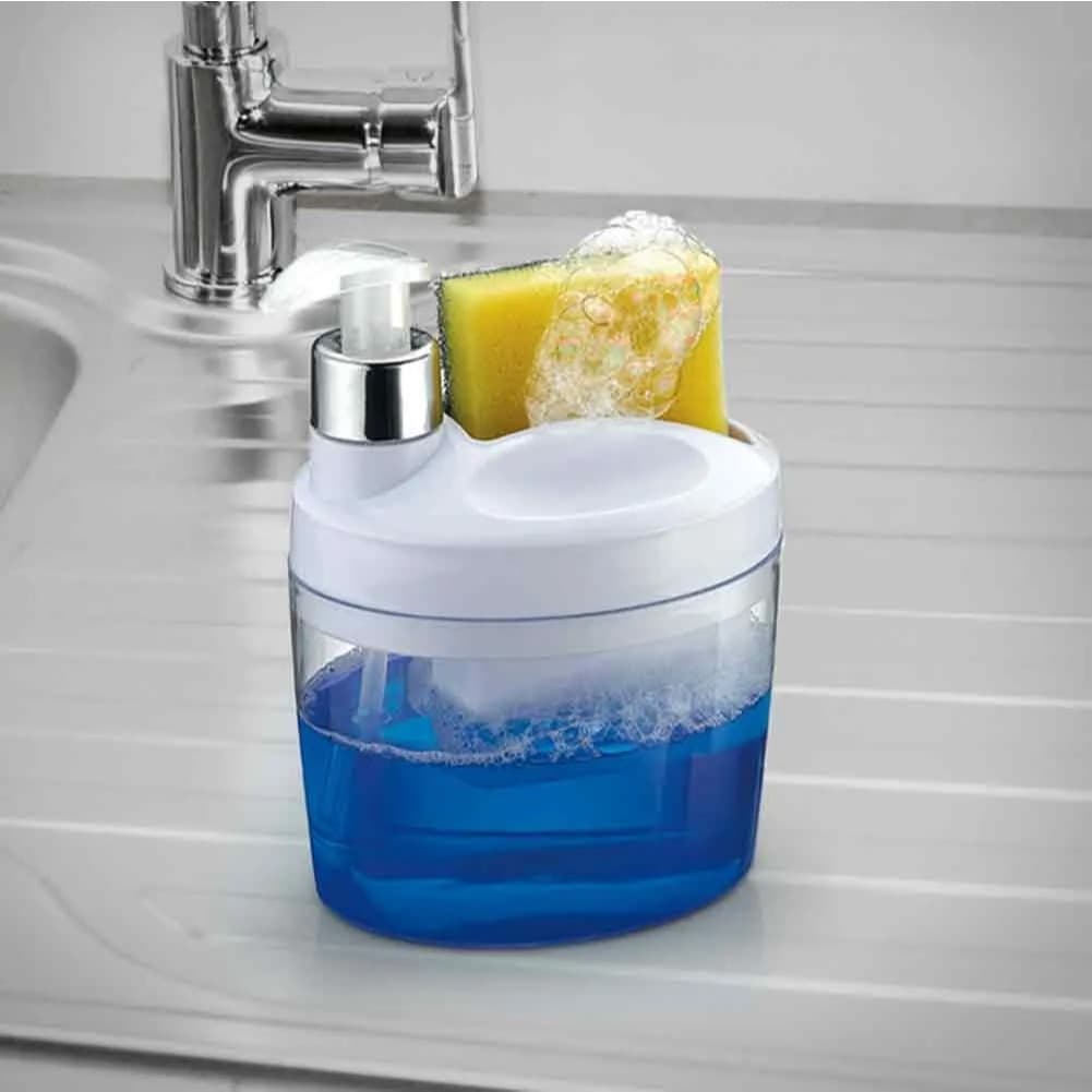 Porta Suporte para Detergente e Esponja Bucha Dispenser Organizador de Pia Cozinha Compacto Arthi