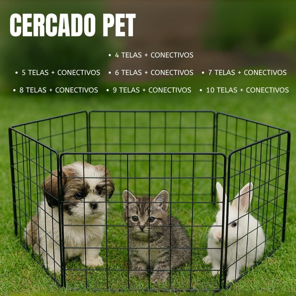 Cercadinho Para Pet 40x40 Cercado Reforçado Aço Preto Tela Aramada Prático Móvel