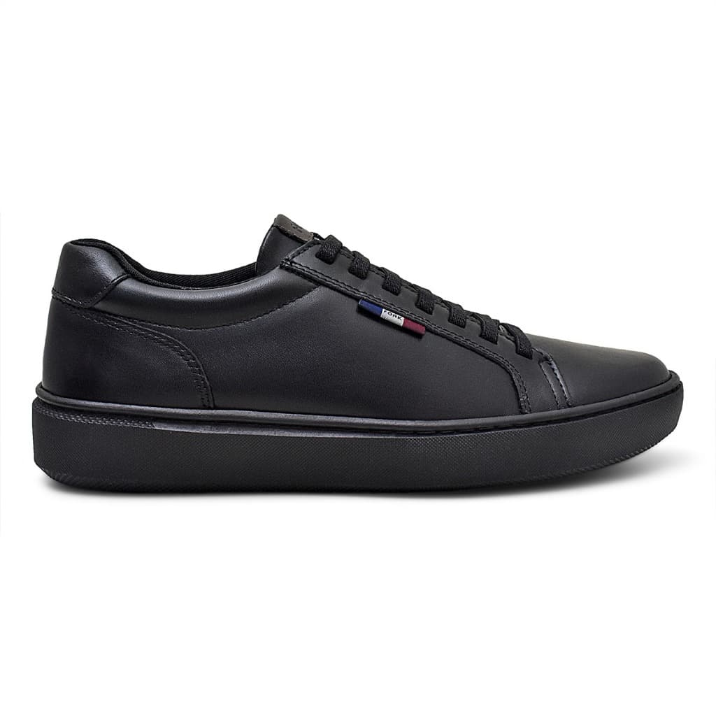 Sapatênis Masculino Allblack em couro legítimo super leve lançamento