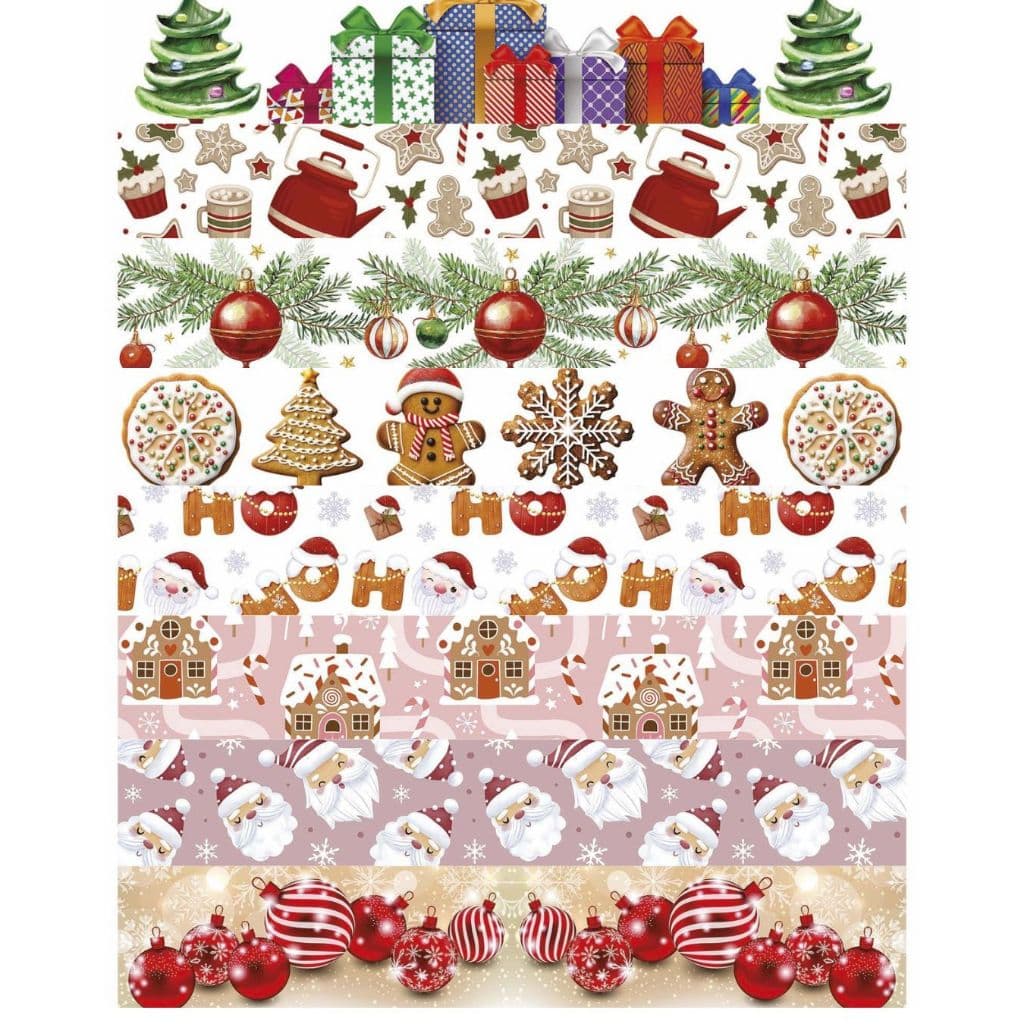 Faixa Digital de Natal 8 Faixas + 01 de Brinde para Panos prato semaninhas guardanapo artesanato 49cm x 12 cm largura