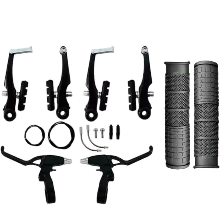 Kit Freio V-Brake Nylon Allen Completo Com Manete + Cabos e Conduites + Manopla Bicicleta Bike