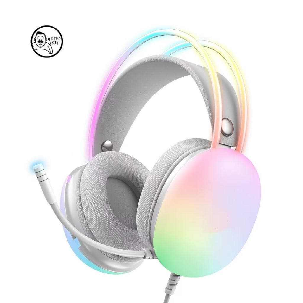 Headset Gamer Delta Gamer note Rgb Branco Raibow Fone de Ouvido