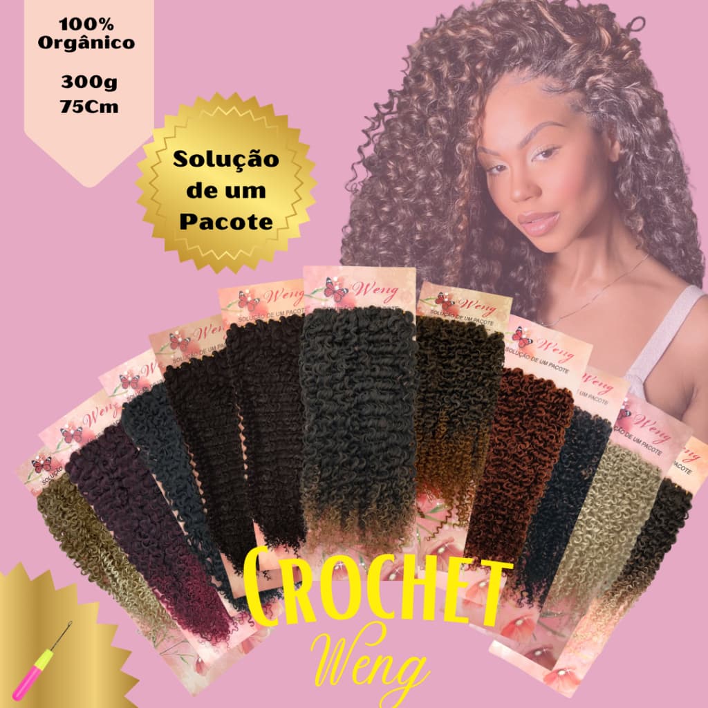 Crochet Braid Fio a Fio 300g  - Fibra Orgânica F2282 Weng 75 Cm