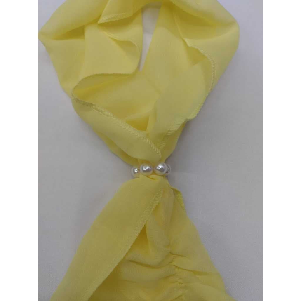 LENÇO ECHARPE FRANZIDO AMARELO CLARO CONGRESSO FESTIVIDADE