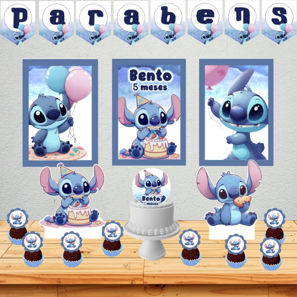 Stitch menino - Kit festa Stitch menino - Decoração Stitch - Mesversário