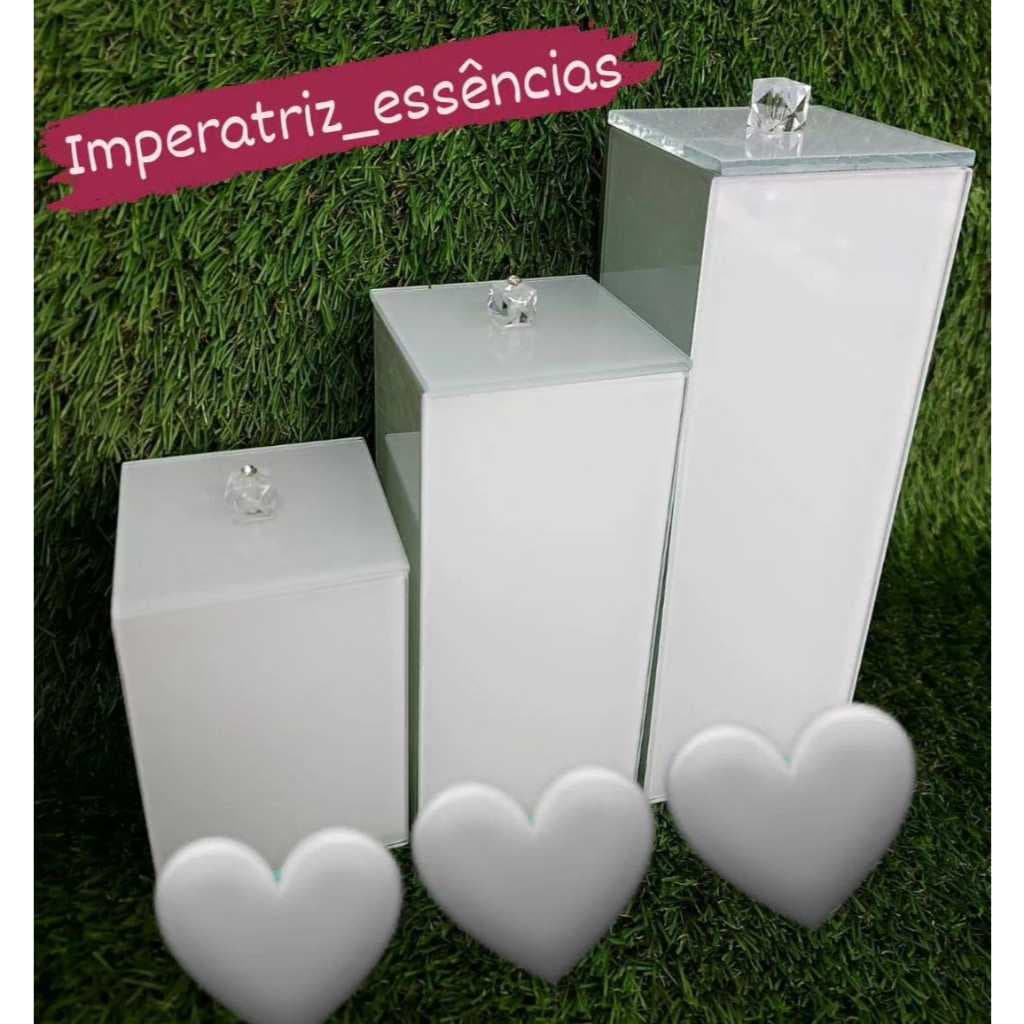 KIT COM 3 PORTA ESCOVA 20X7X7 ,PORTA COTONETE 10X7X7,PORTA ALGODÃO 15X7X7BRANCO COM TAMPA