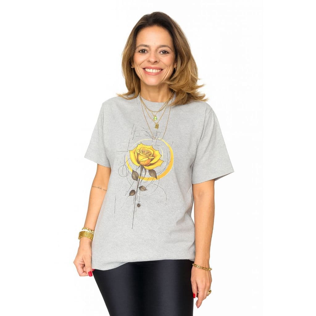 Camiseta Estampada Feminina Rosa Solar | 100% Algodão Premium | Estilo Casual e Confortável