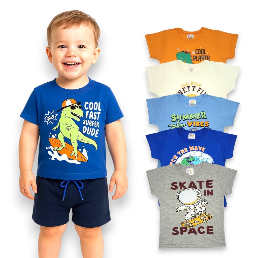 Kit 3 a 5 Camisetas Estampadas Infantil Roupa de Menino 1 ao 10
