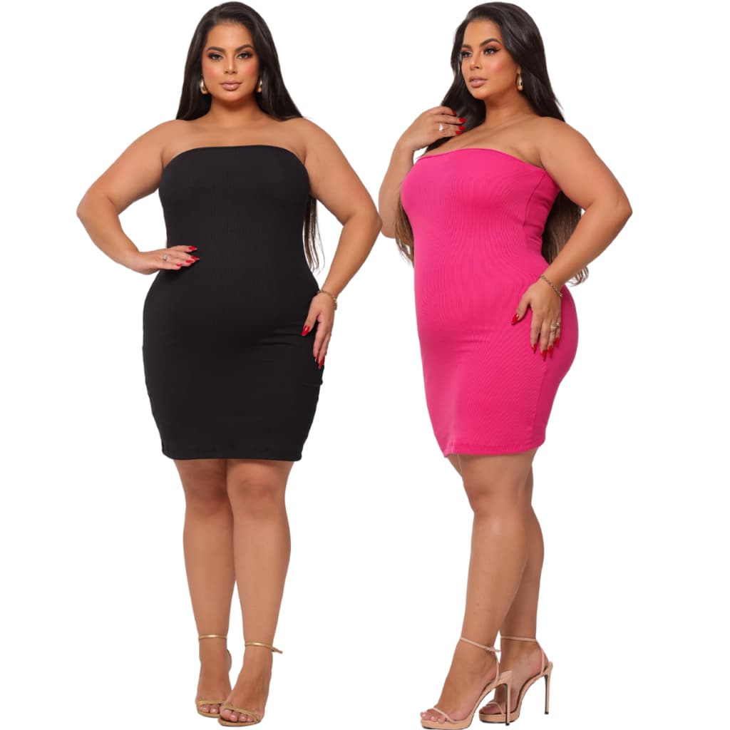 Vestido Canelado Curto Feminino Plus Size Tomara Que Caia Ribana Premium Confortável Look Dia a Dia