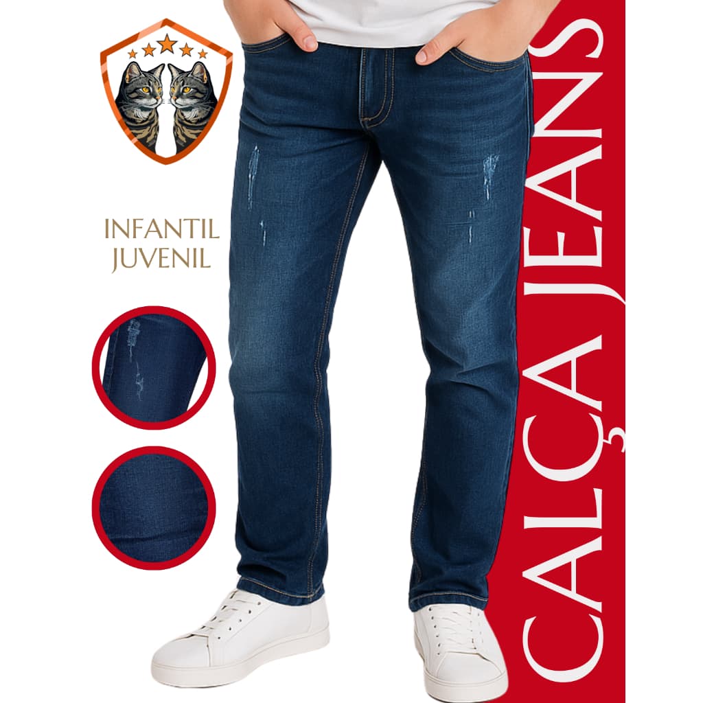 Calça Jeans Lavagem Moderna Infantil Masculina Menino uso Escolar Festa Tamanho 2 4 6 8 10 12 14 16