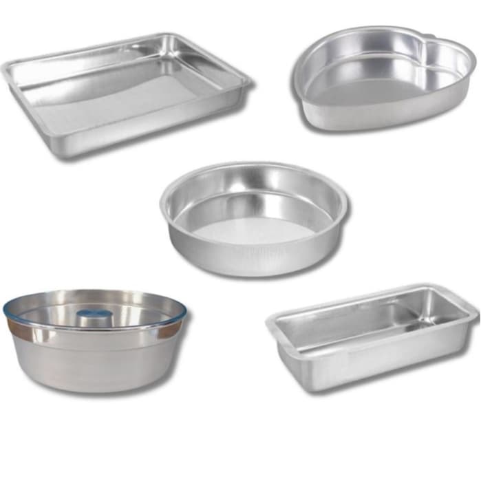 Kit Completo 5 Formas de Alumínio para Bolos, Pães, Tortas e Assados