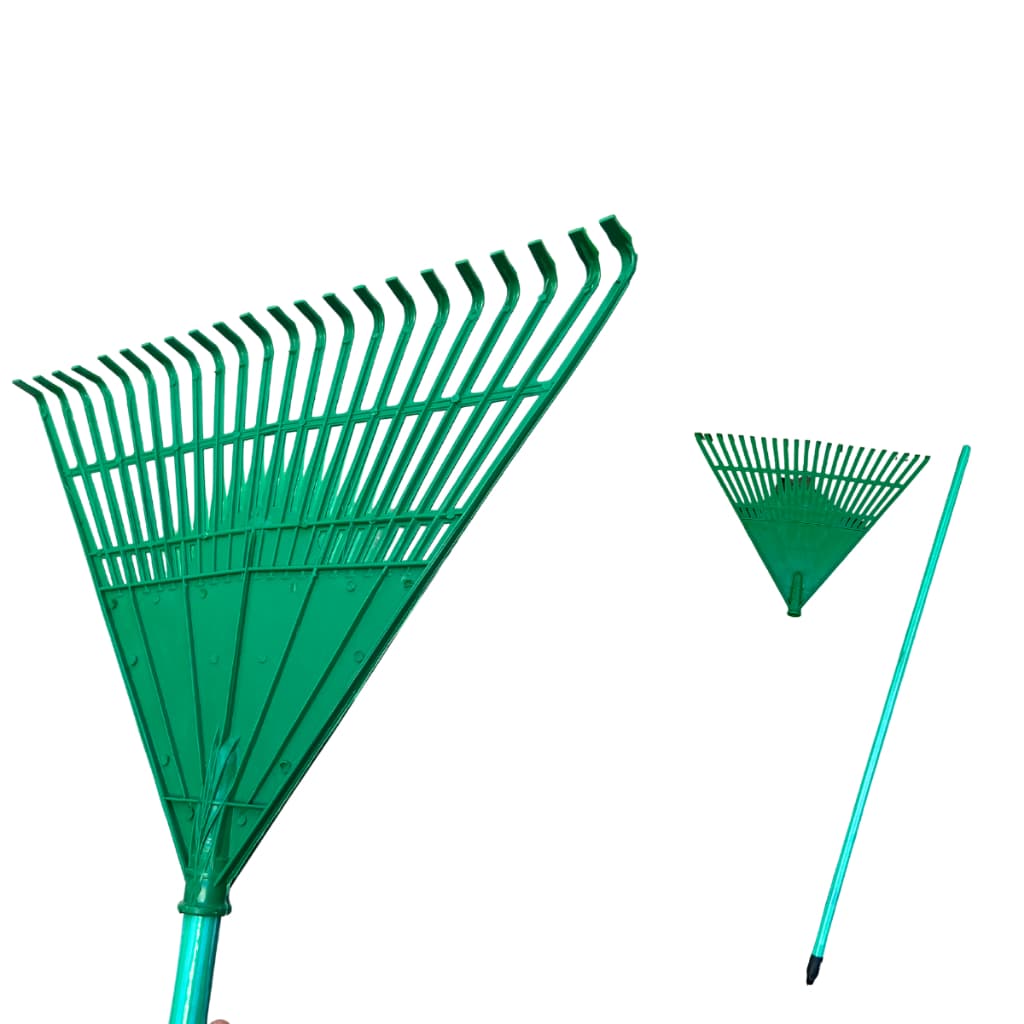 VASSOURA ANCINHO RASTELO DE JARDIM 22 DENTES VERDE PROFISSIONAL - LIMPA MUITO FÁCIL