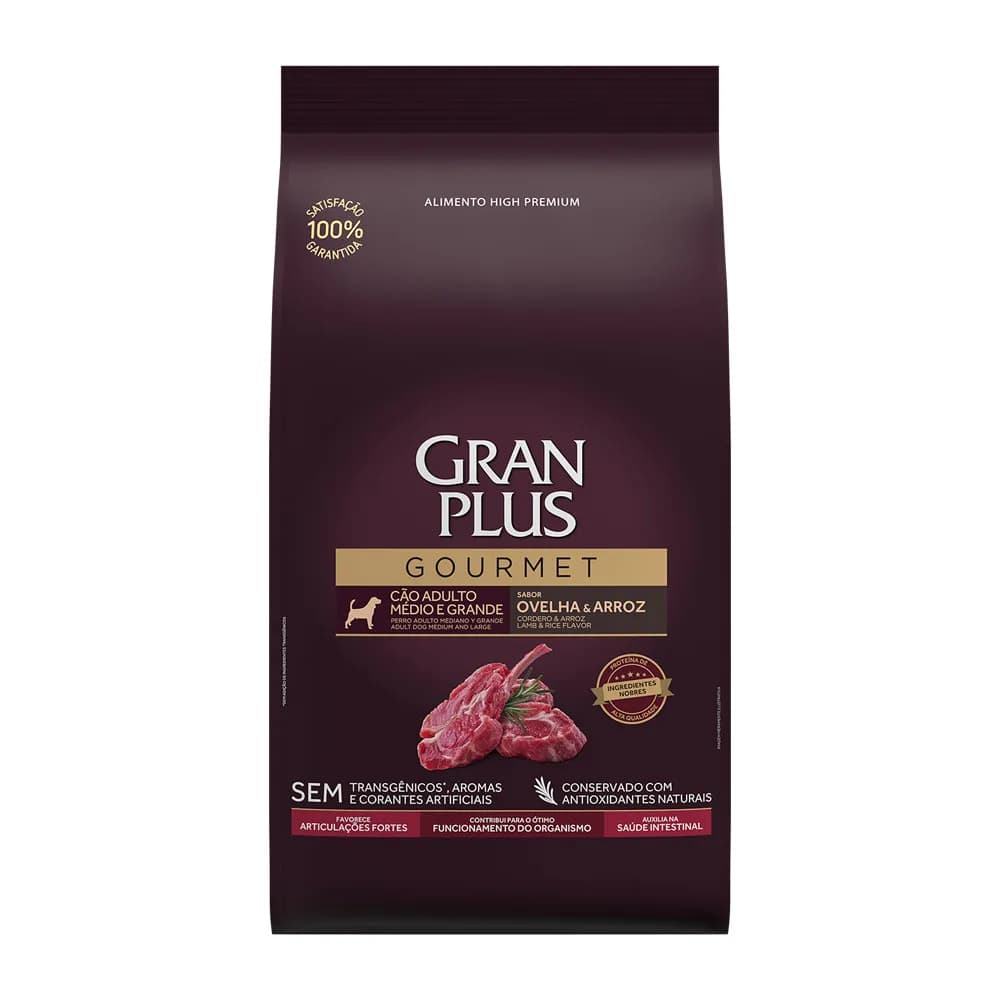 Ração Gran Plus Gourmet Cães Adultos Médio e Grande Ovelha 3kg