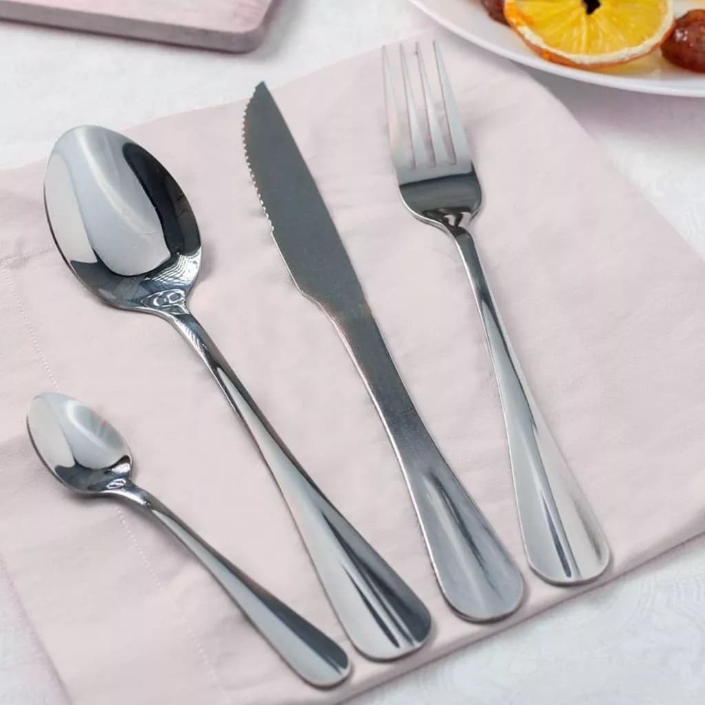Faqueiro Inox 24 Peças Talheres Aço Jantar Cozinha Completo Colher Garfo Faca Mesa Promoção Oferta