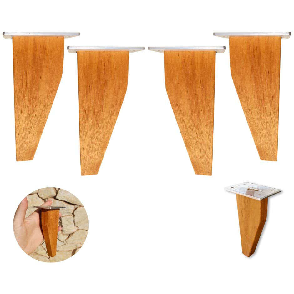 Pé Palito Rústico 15cm Para Móveis Madeira Maciça - Kit 4 Pcs