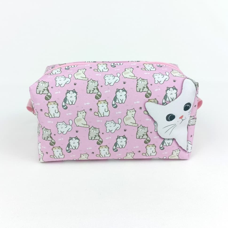 Necessaire Estampada Gatinho Bolsa Organizador