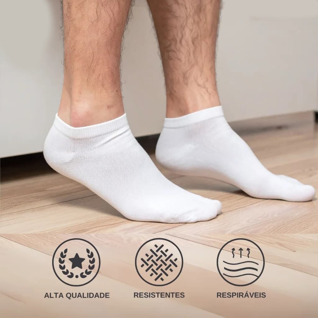 Meia Soquete branca basica confortavel respiravel discreta casual dia a dia barata Serve do 34 a 44 !