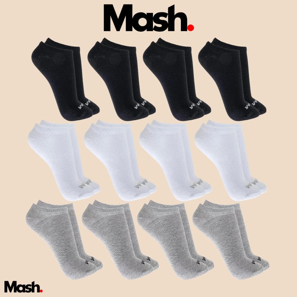 Kit Com 12 Pares de Meias Sport Mash Cano Curto em Algodao Unissex Para Corrida Caminhada