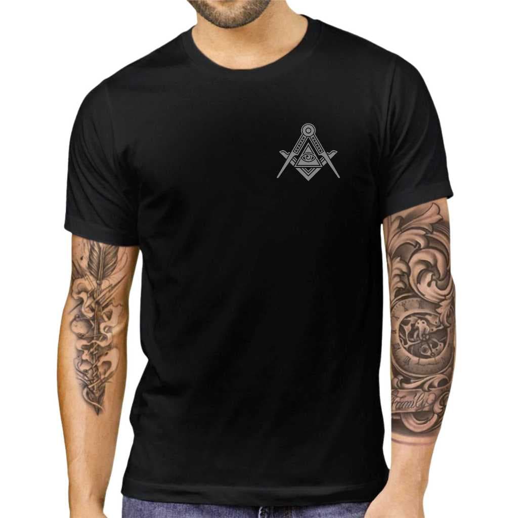 camiseta maçom maçonaria logo compasso esquadro olho