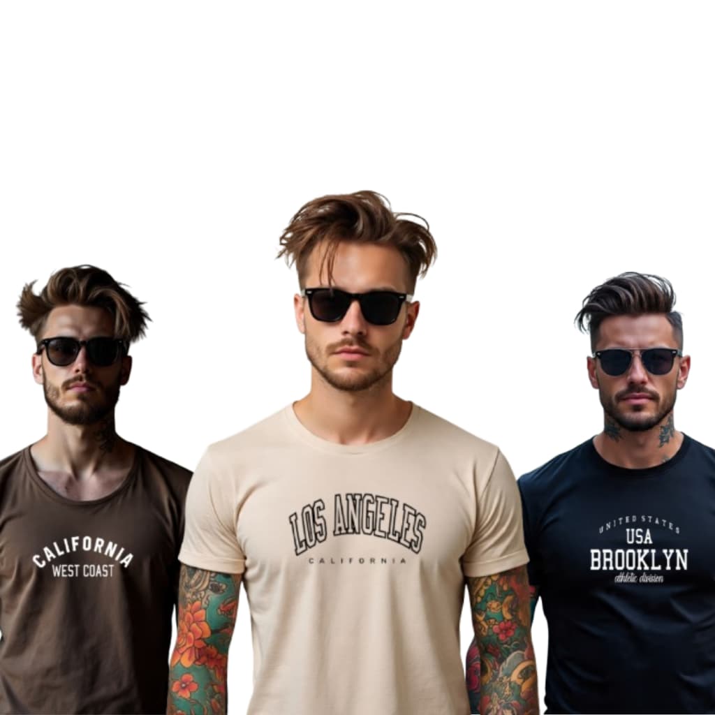 Camiseta Masculina Estampada Kit Com 3 Unidades Envio Imediato Promoção