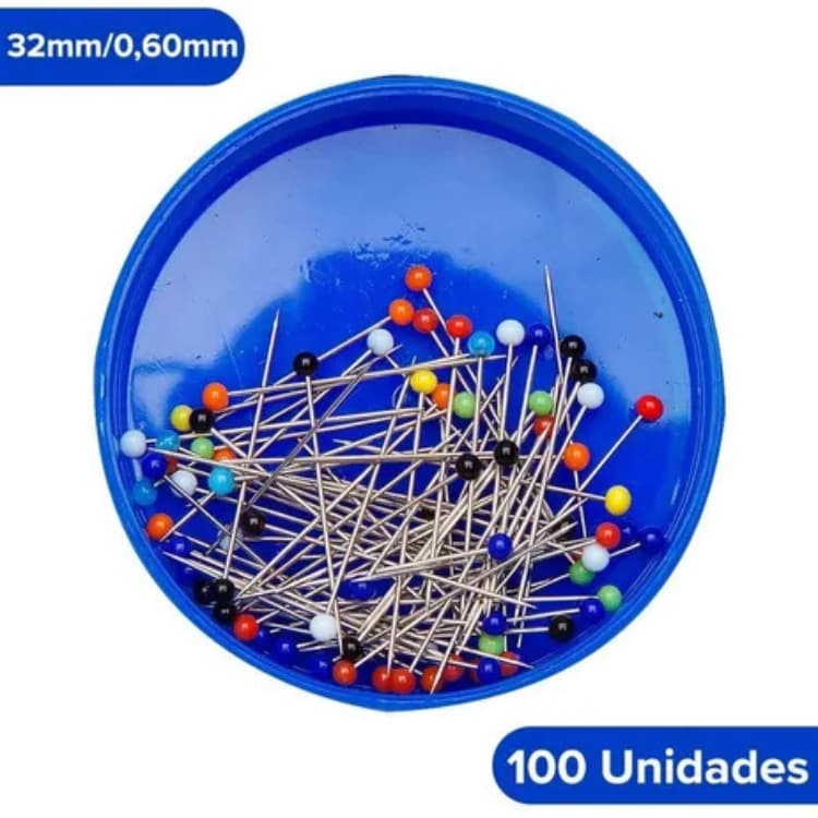 Alfinete Pérola Cabeça De Vidro 100 Unidades Nybc 32 mm