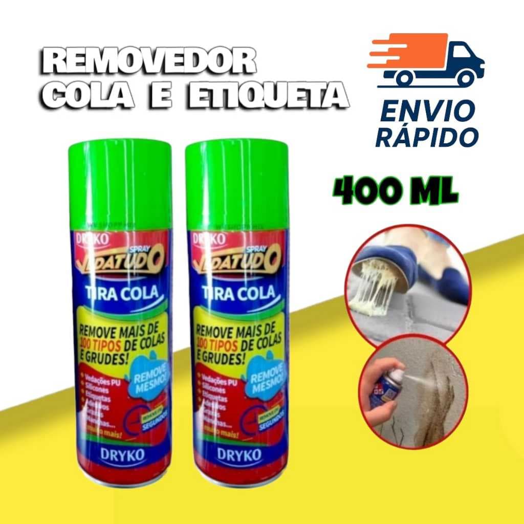 Removedor de Cola Adesivo Etiqueta 400ml Spray Tira Grude Silicone Espuma Pu Manchas Vedatudo