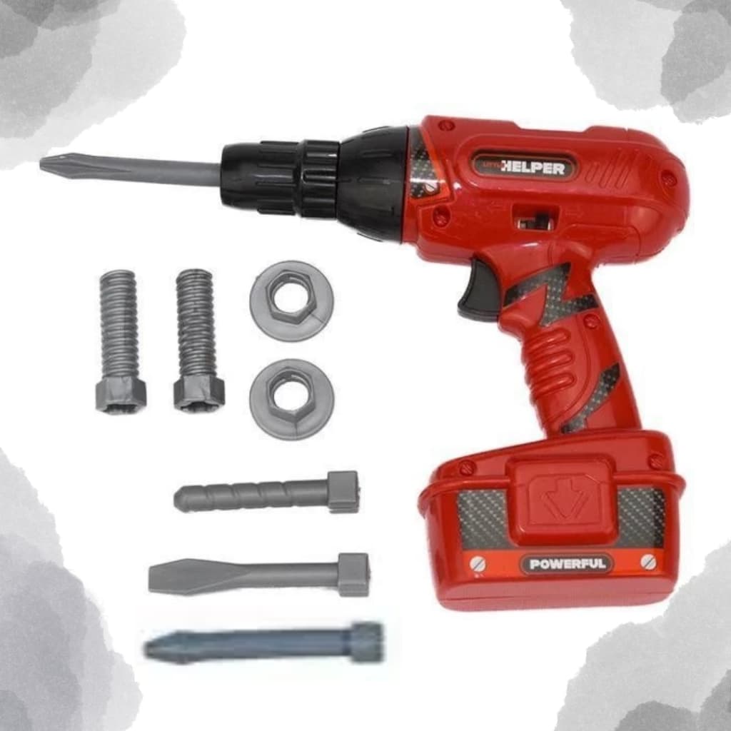 Brinquedos Kit de Ferramenta Furadeira á Pilha C/ 07 Peças Vermelha