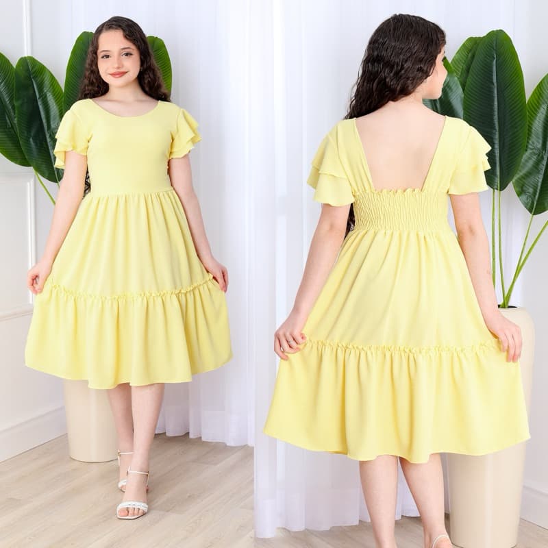 Vestido Infanto juvenil com Babados e Decote nas Costas – Elegância e Conforto para Meninas Dia a Dia blackfriday*