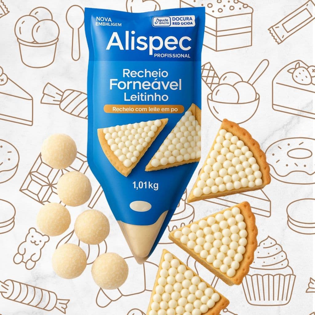 Recheio Forneável Leitinho Alispec 1kg Bag | Nova Embalagem - Pizza, Pastel e Esfiha Sem Derreter