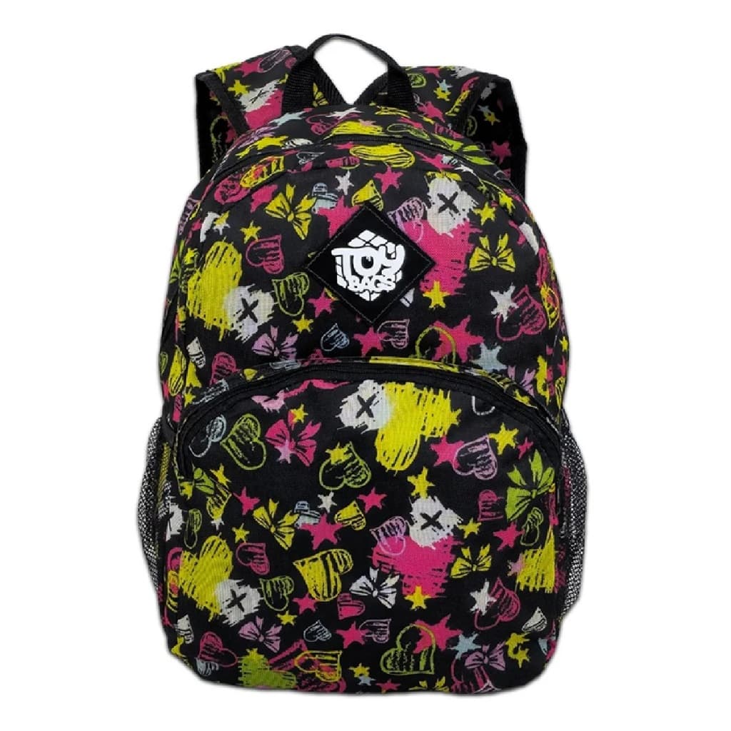 Mochila Escolar Meninas Grande Reforçada Estampada Coração Love Bag Colorida 25L Resistente