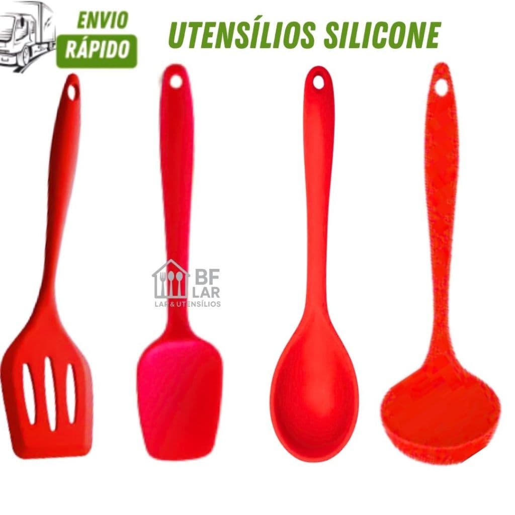 Utensílios de Silicone Kit com 12/08/04 Unid de Colher Concha Espátula Vazada Espátula Reta Silicone