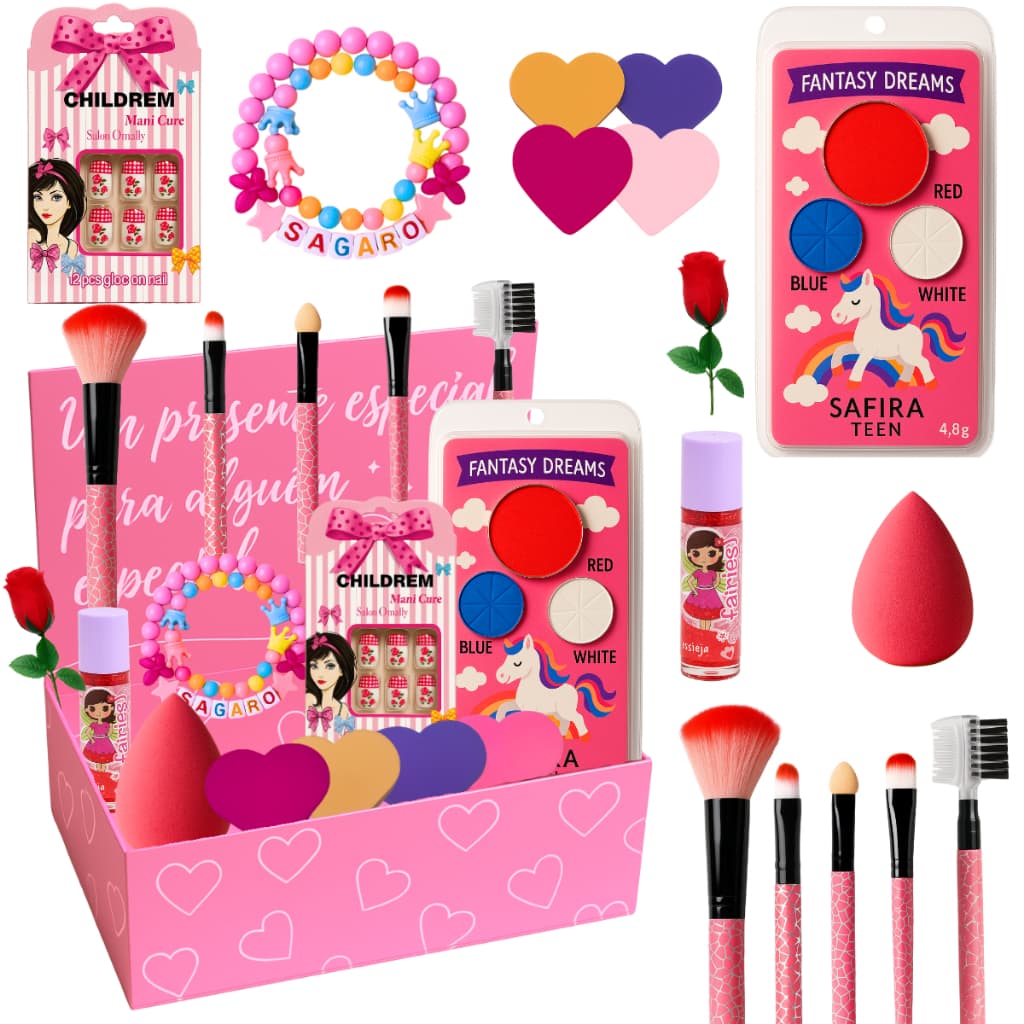 Maquiagem Infantil Kit Lindo Presente Completo Sombra Batom Conjunto