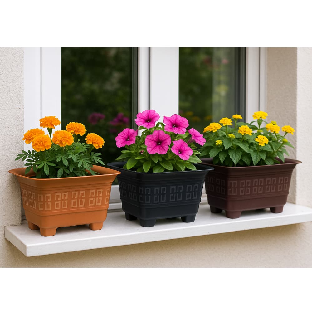 Vaso Retangular 3,5 Litros Flores Decoração Jardineira Casa Floreira