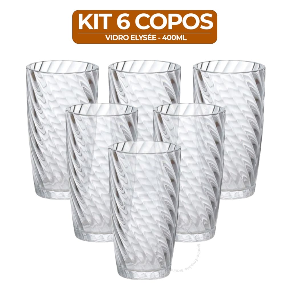Copo Vidro Long Drink Elysée 400ml 6 Peças Hauskraft Transparente