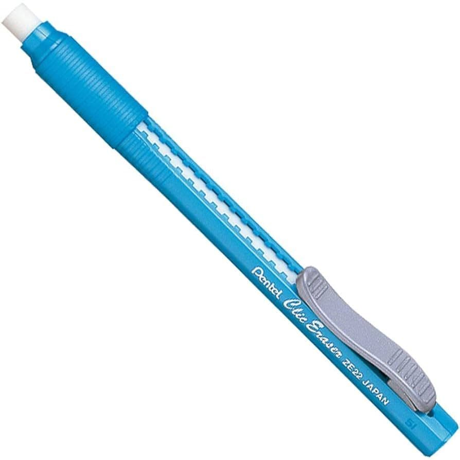 CANETA BORRACHA PENTEL TRANSPARENTE AZUL OU ROSA