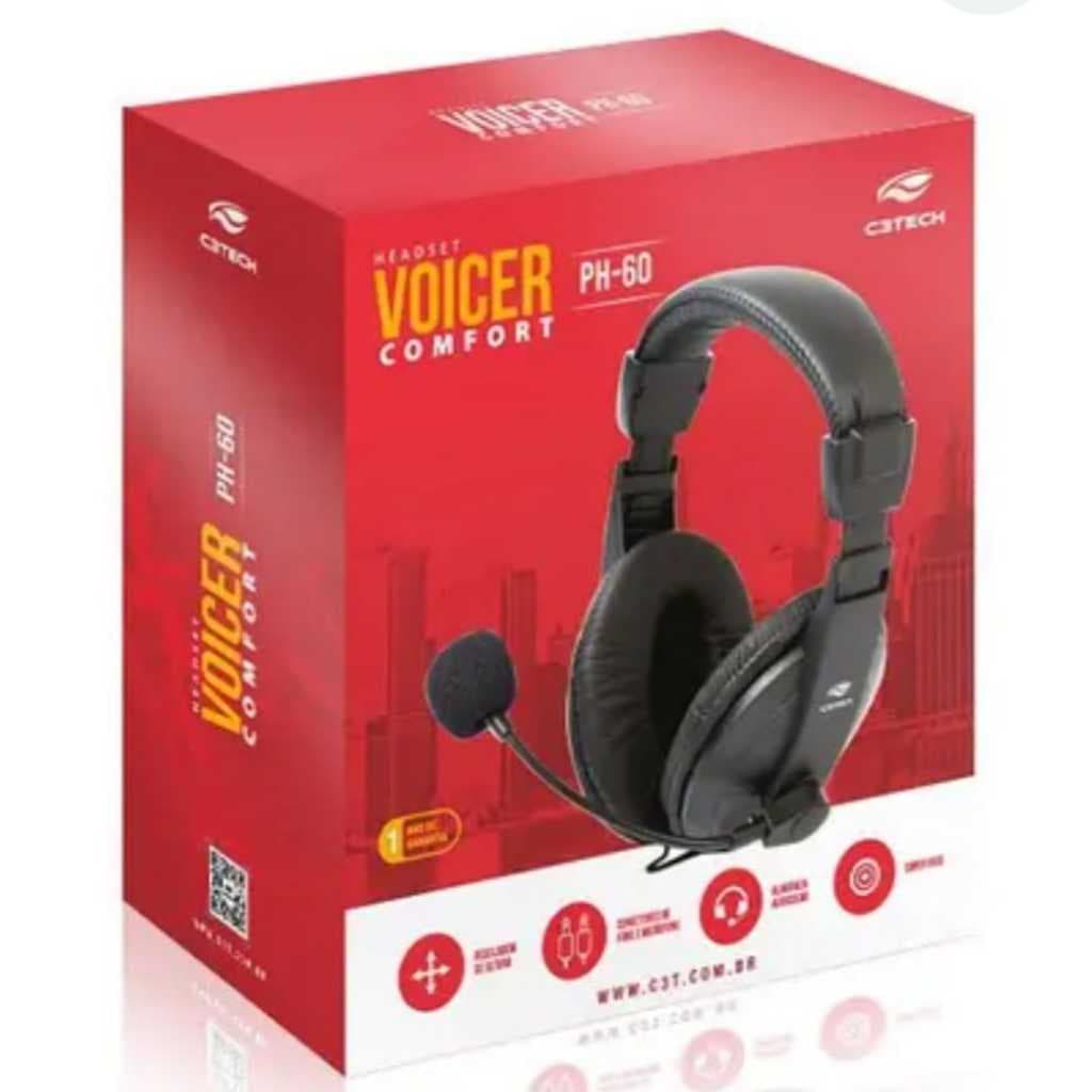 Fone com Microfone Voicer Comfort PH-60BK C3 TECH - C3TECH