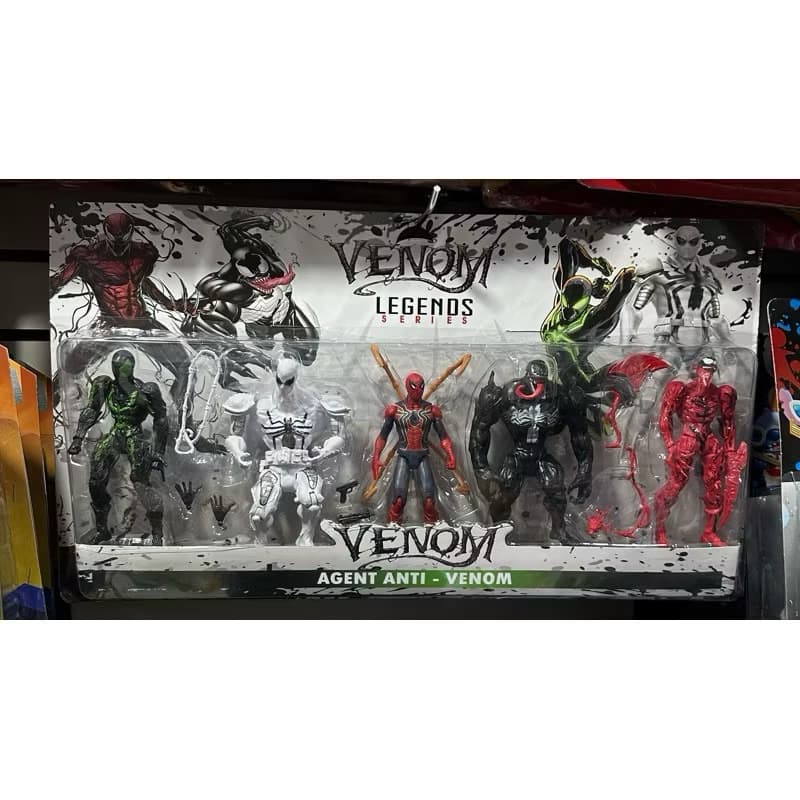 Kit 5 Bonecos Venom 2 vs Spider Man Com Luz Personagens Pronta Entregar