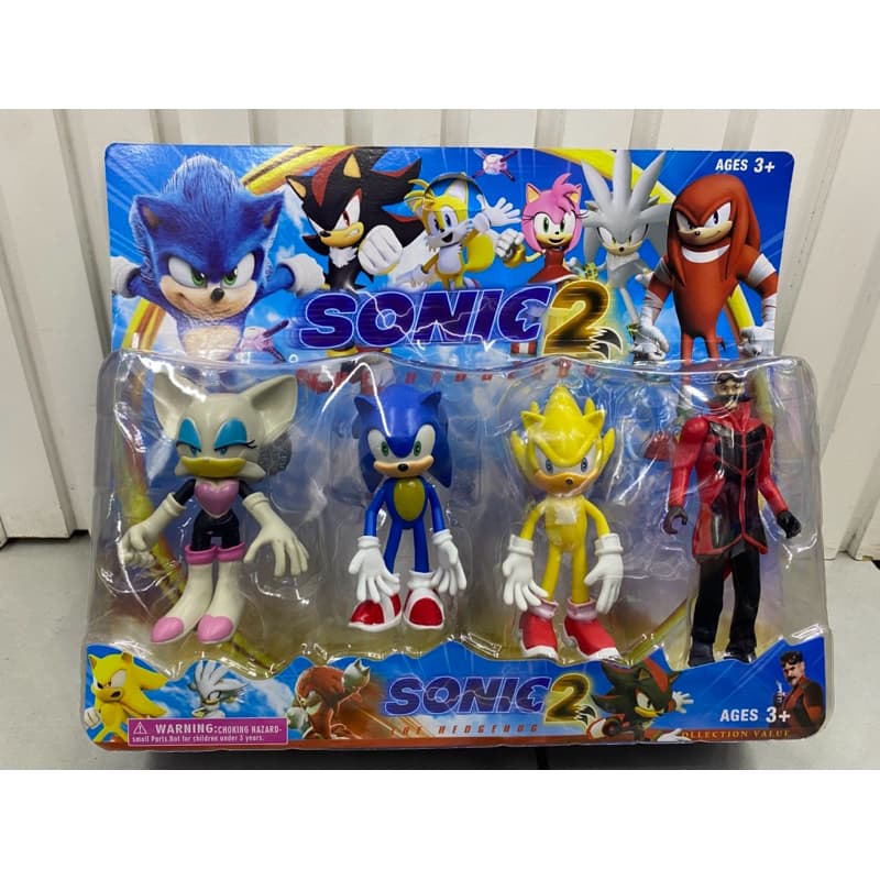 kit 4 Bonecos Sonic Articulados 15 cm Pronta entrega Figura Emborrachada Filme Novo Sonic