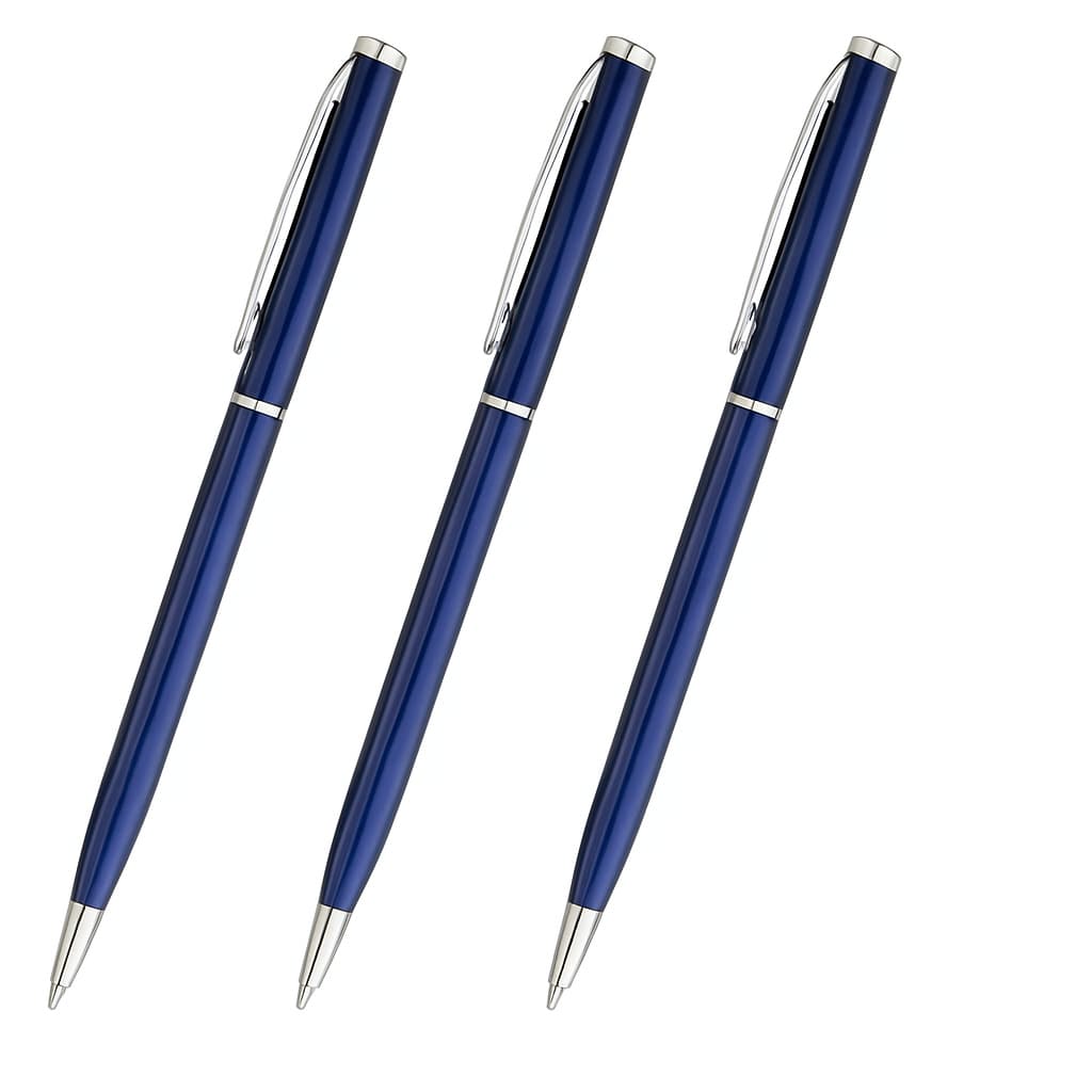 Kit 3 Canetas Crown Hawai Personalizáveis Esferográfica Metal Tinta Azul Office Variedade Cores