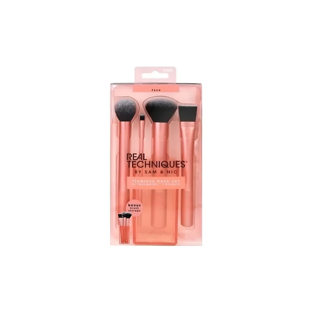 Real Techniques Flawless Base Kit 4 Pinceis + Brush Cup